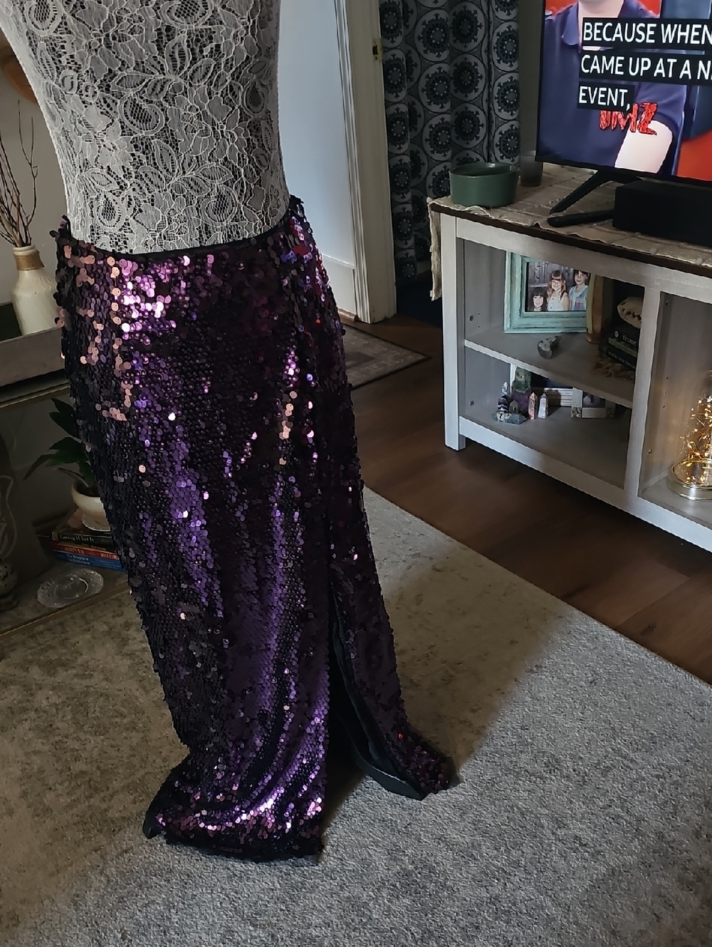 Free People Purple Sequin Maxi Skirt
